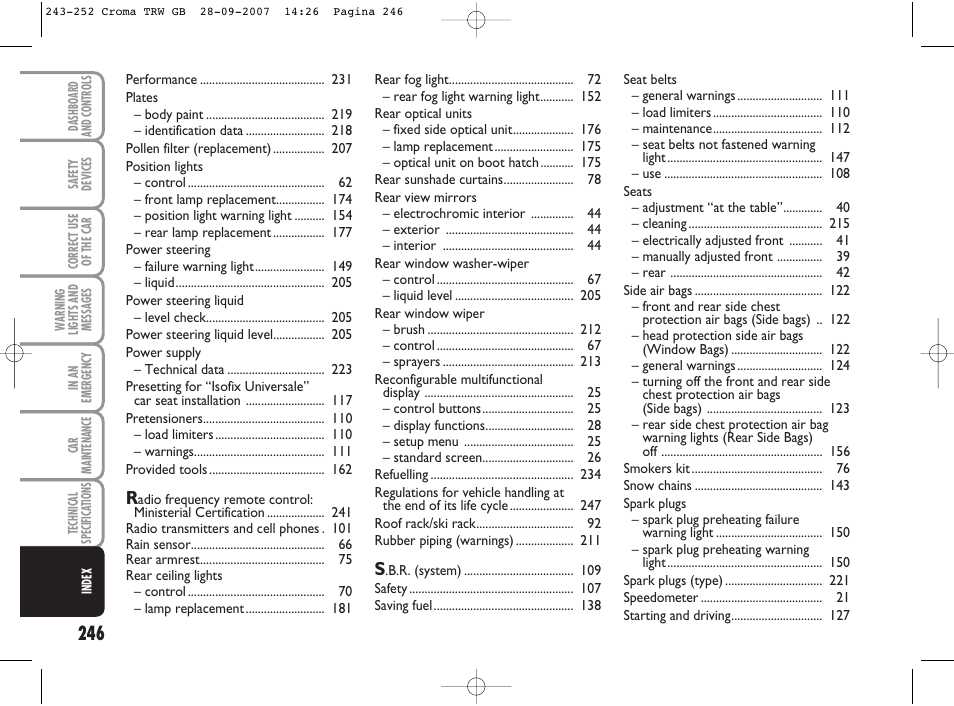 FIAT Croma User Manual | Page 247 / 258