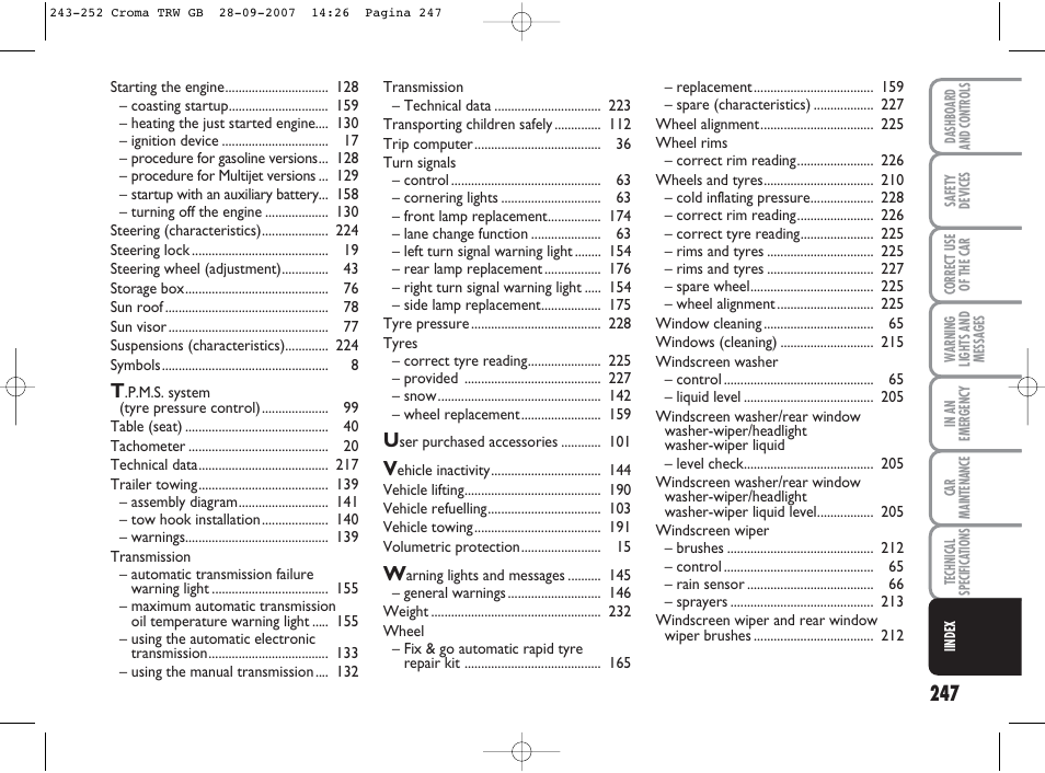 FIAT Croma User Manual | Page 248 / 258