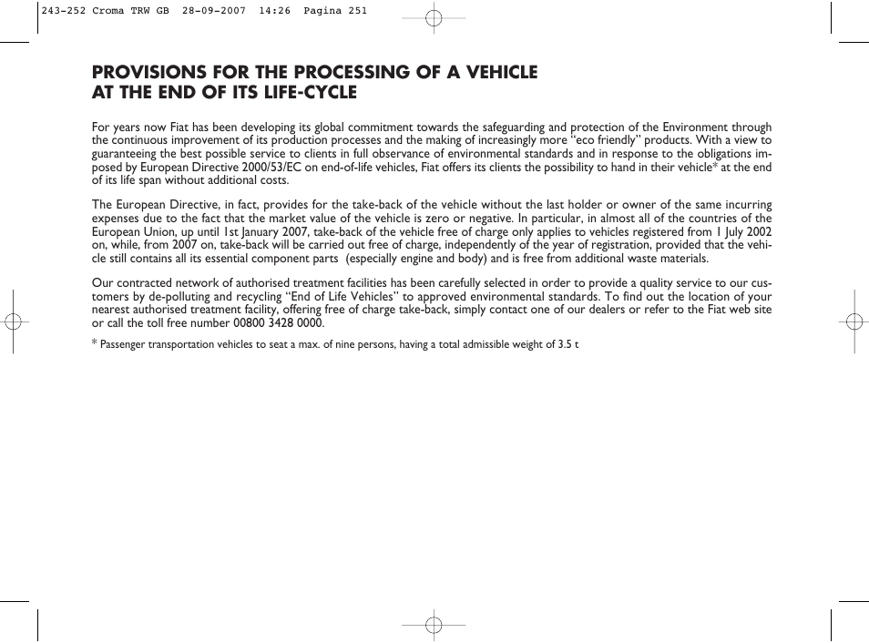 FIAT Croma User Manual | Page 252 / 258