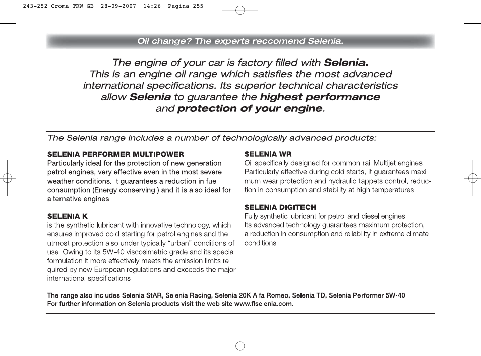 FIAT Croma User Manual | Page 256 / 258