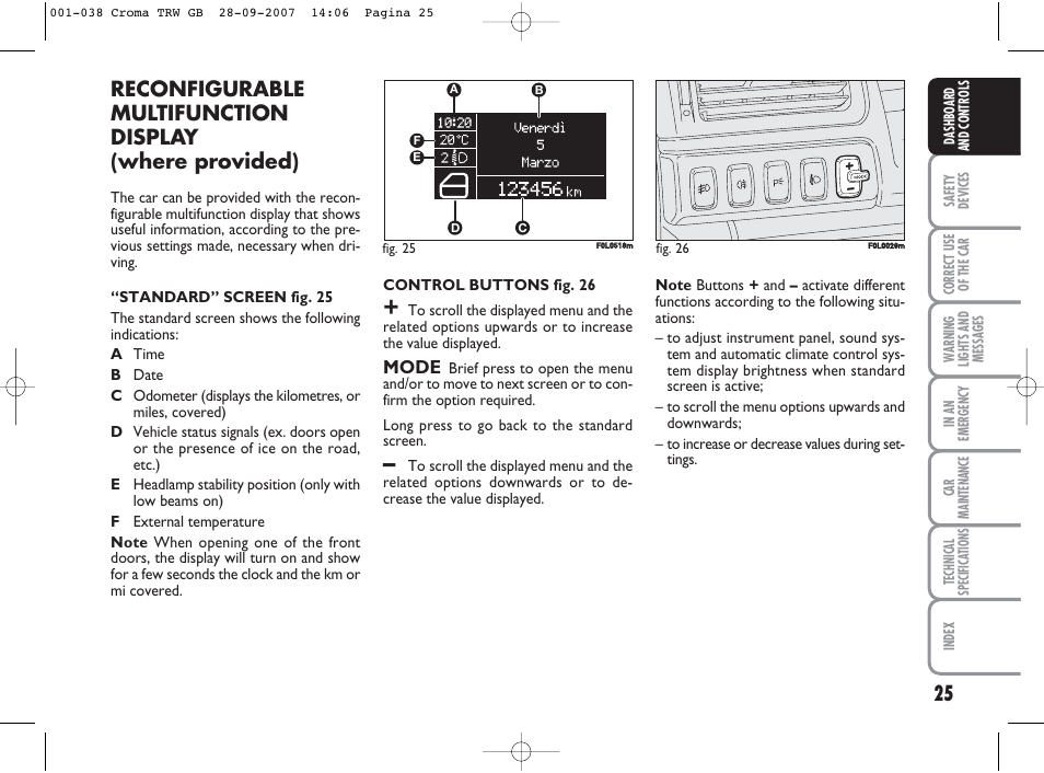 FIAT Croma User Manual | Page 26 / 258