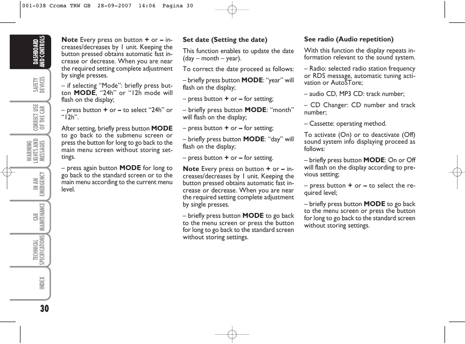 FIAT Croma User Manual | Page 31 / 258