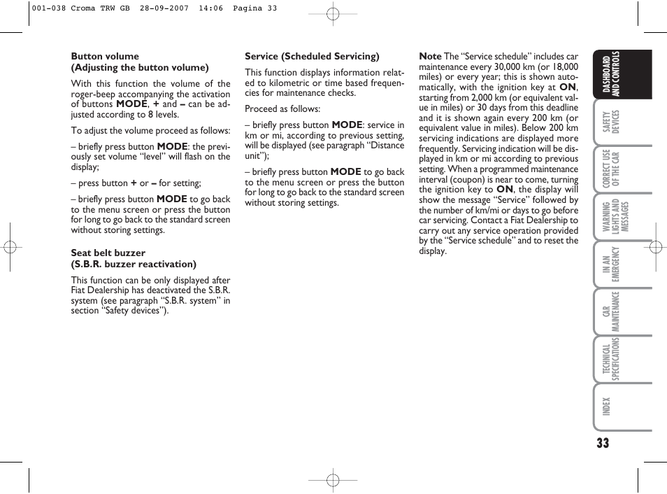 FIAT Croma User Manual | Page 34 / 258