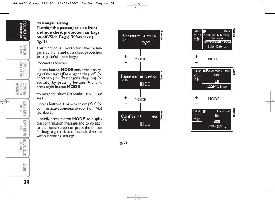 Mode | FIAT Croma User Manual | Page 35 / 258