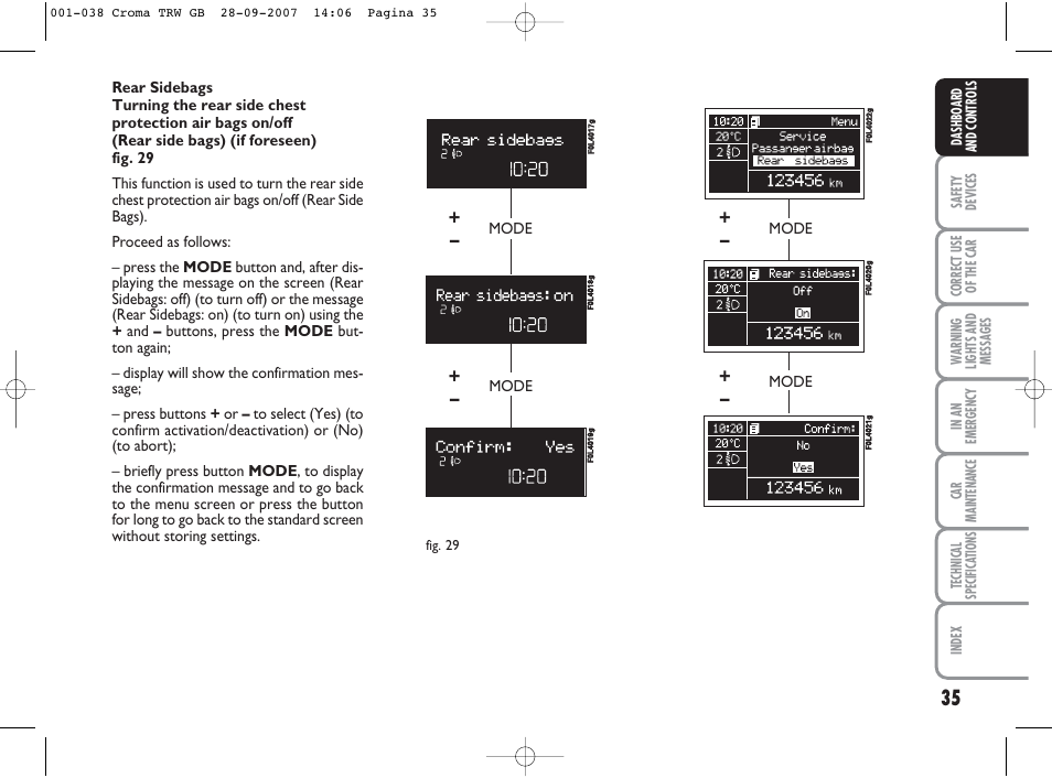 Mode | FIAT Croma User Manual | Page 36 / 258