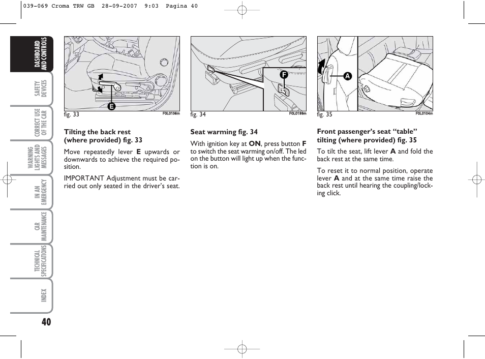 FIAT Croma User Manual | Page 41 / 258