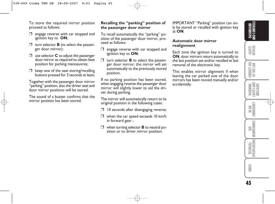 FIAT Croma User Manual | Page 46 / 258