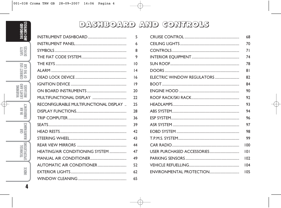 FIAT Croma User Manual | Page 5 / 258