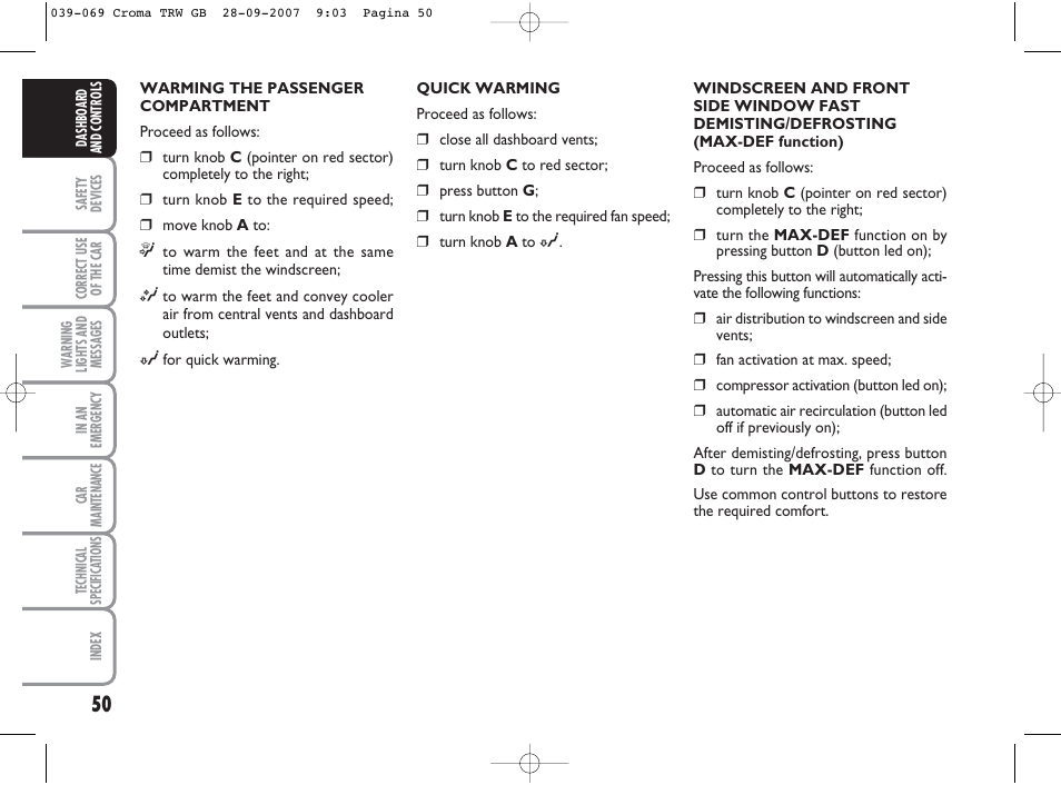 FIAT Croma User Manual | Page 51 / 258