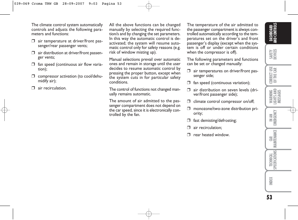 FIAT Croma User Manual | Page 54 / 258