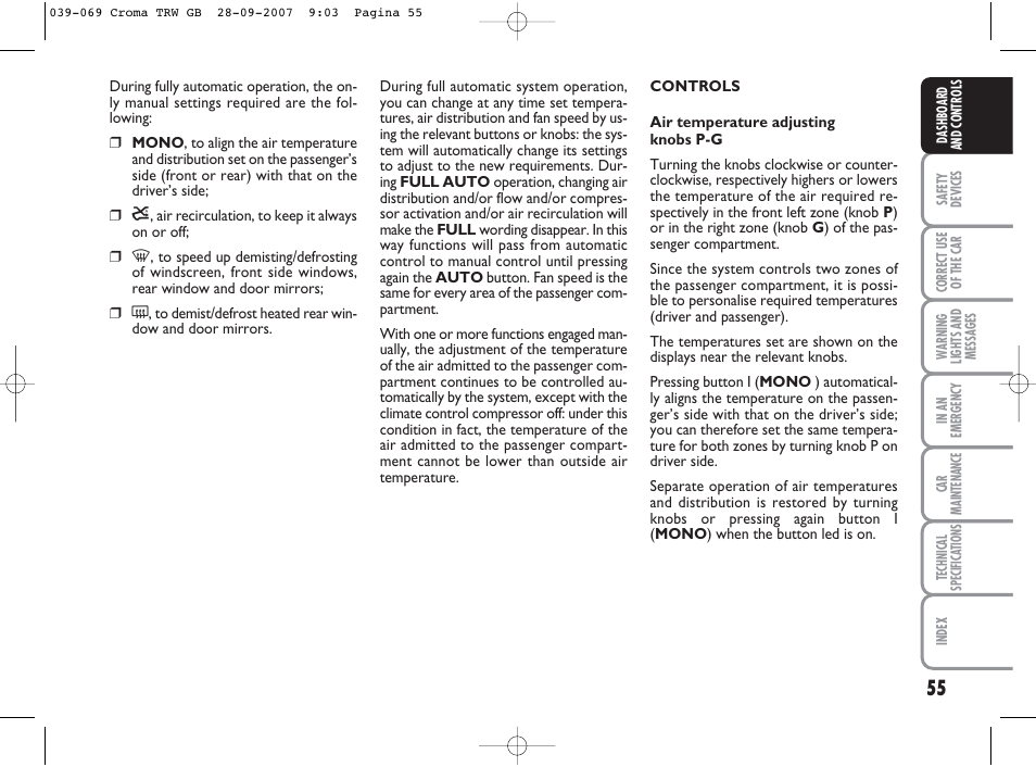 FIAT Croma User Manual | Page 56 / 258