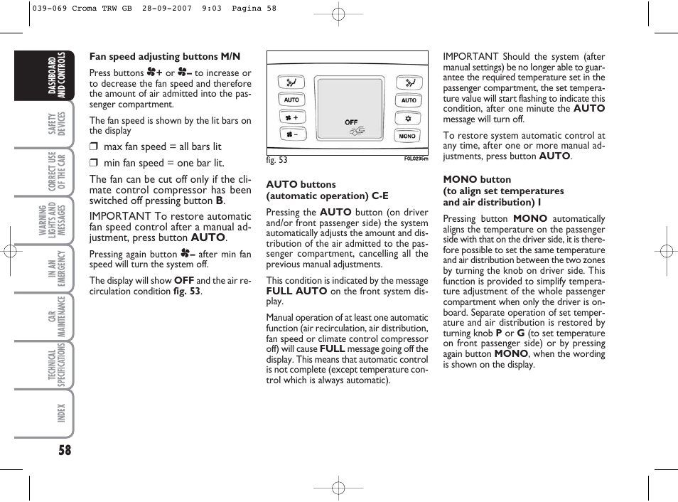 FIAT Croma User Manual | Page 59 / 258