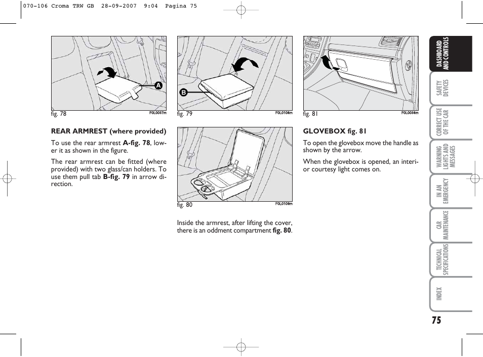 FIAT Croma User Manual | Page 76 / 258