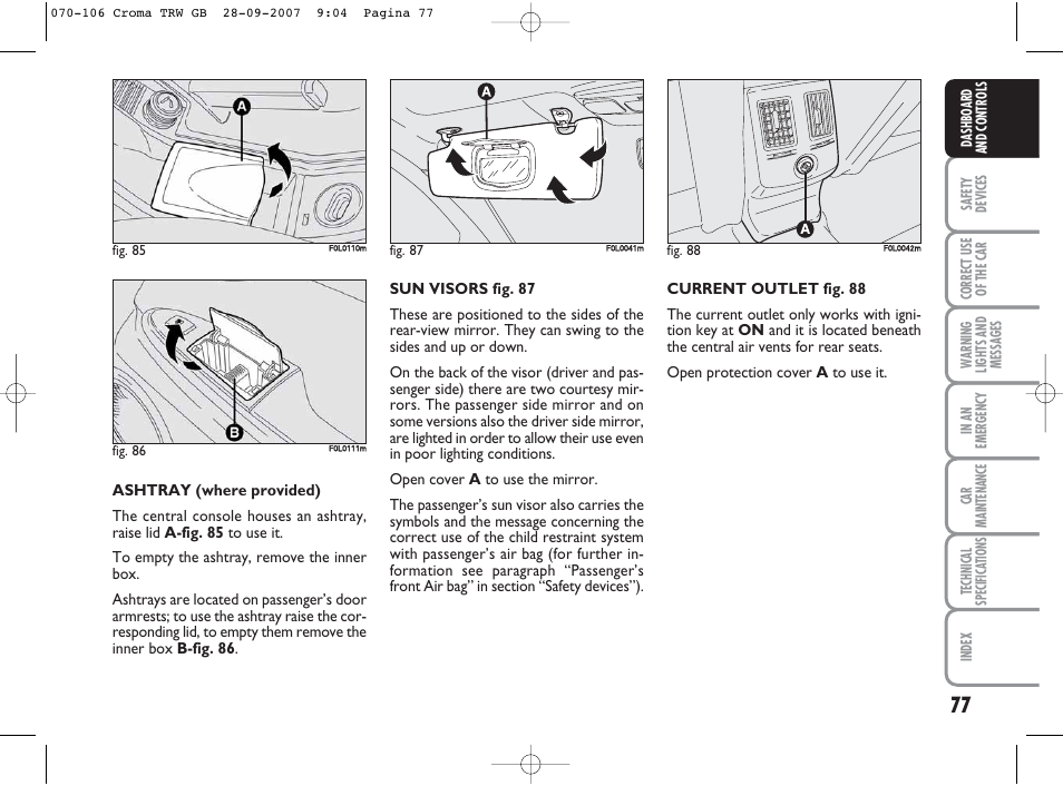 FIAT Croma User Manual | Page 78 / 258