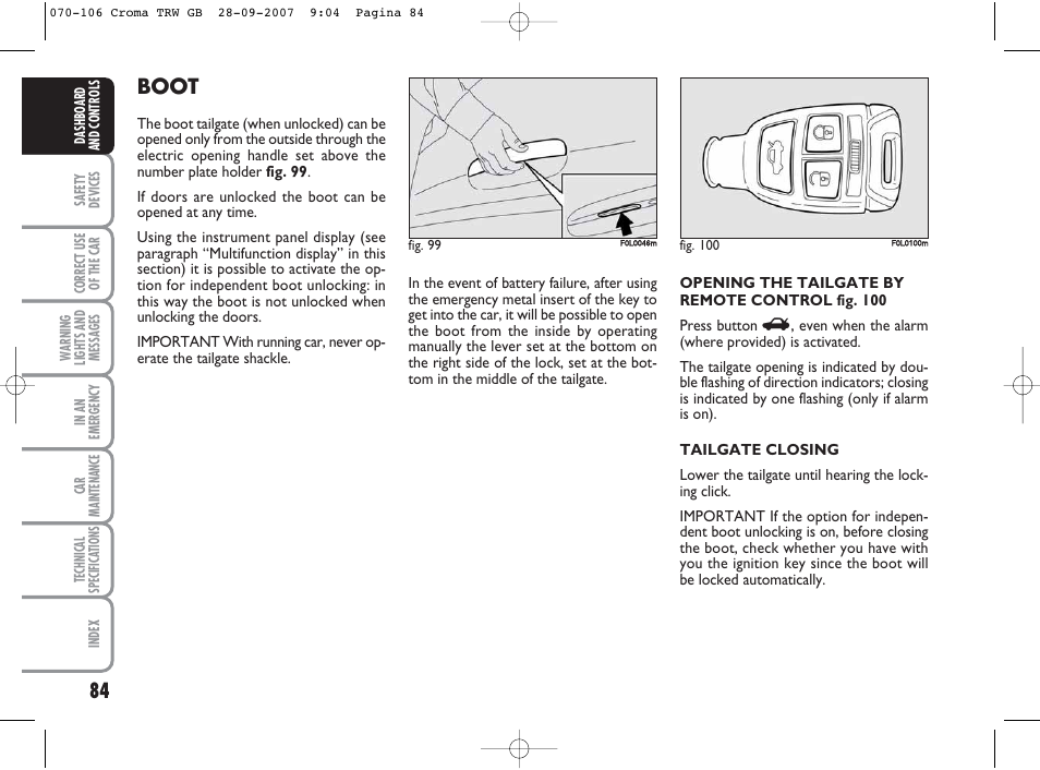 Boot | FIAT Croma User Manual | Page 85 / 258