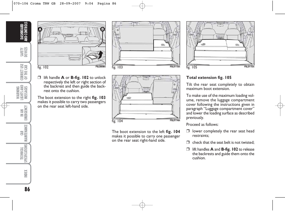 FIAT Croma User Manual | Page 87 / 258