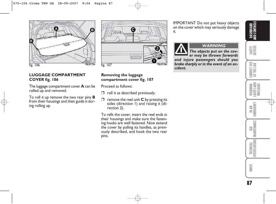 FIAT Croma User Manual | Page 88 / 258