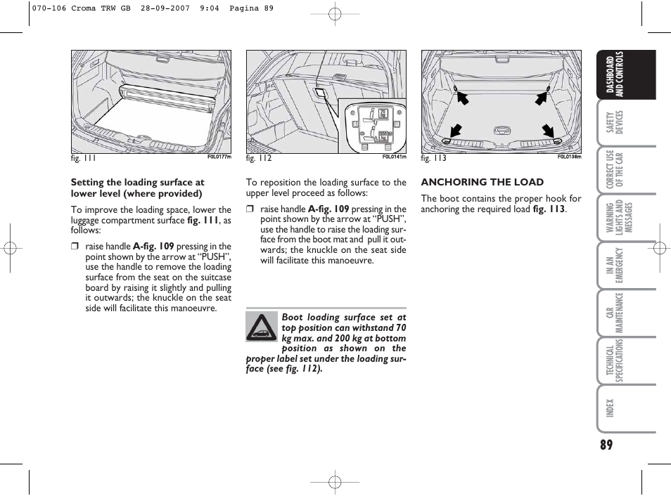 FIAT Croma User Manual | Page 90 / 258