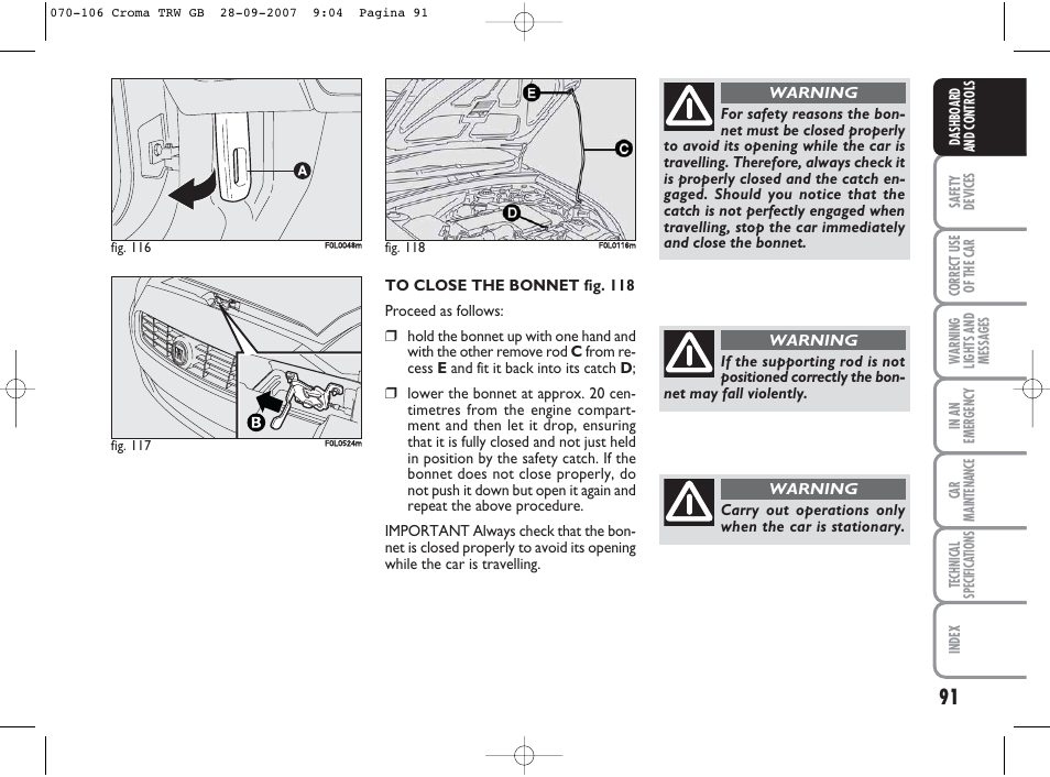 FIAT Croma User Manual | Page 92 / 258