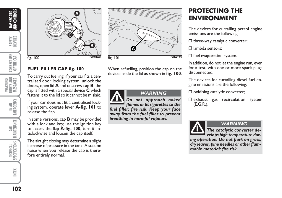 Protecting the environment | FIAT Linea User Manual | Page 103 / 230