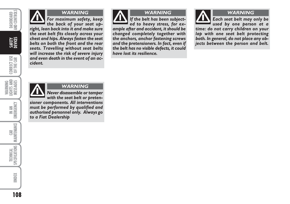 FIAT Linea User Manual | Page 109 / 230