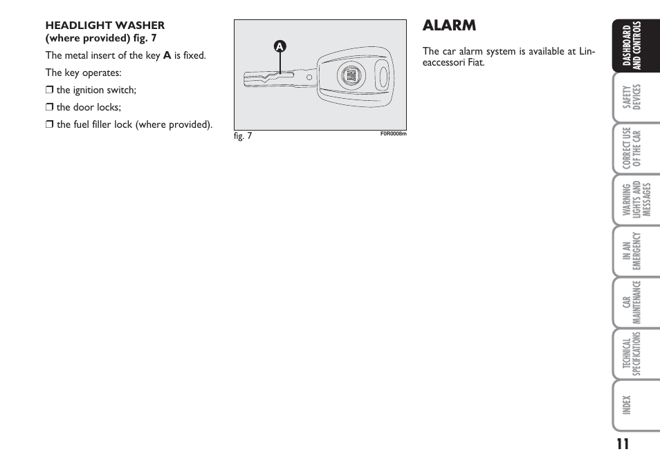 Alarm | FIAT Linea User Manual | Page 12 / 230