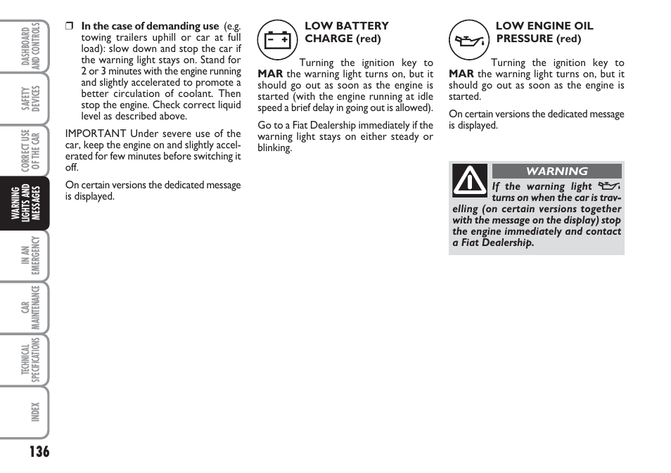 FIAT Linea User Manual | Page 137 / 230