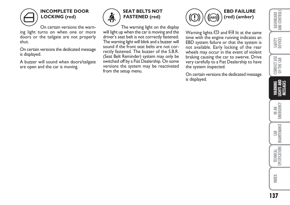 FIAT Linea User Manual | Page 138 / 230