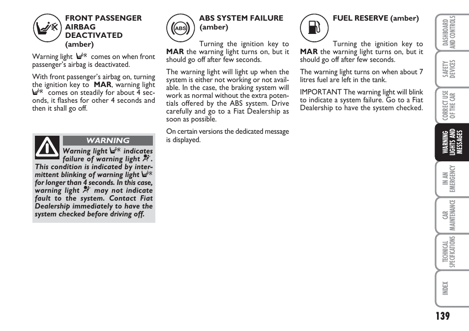 FIAT Linea User Manual | Page 140 / 230