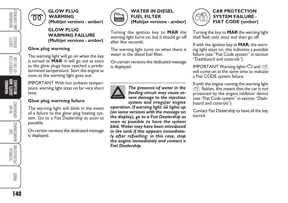 FIAT Linea User Manual | Page 141 / 230