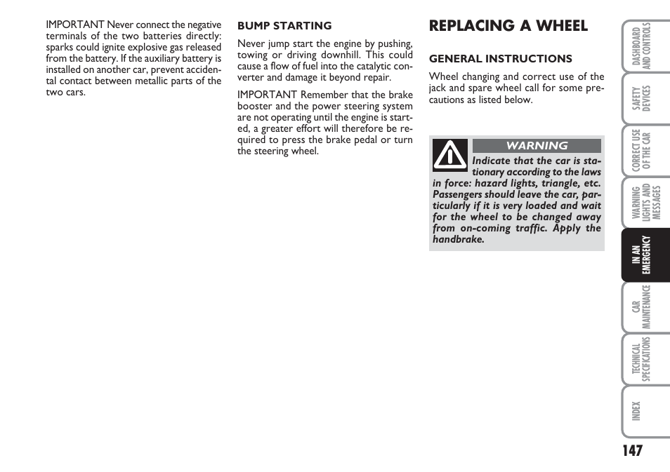 Replacing a wheel | FIAT Linea User Manual | Page 148 / 230