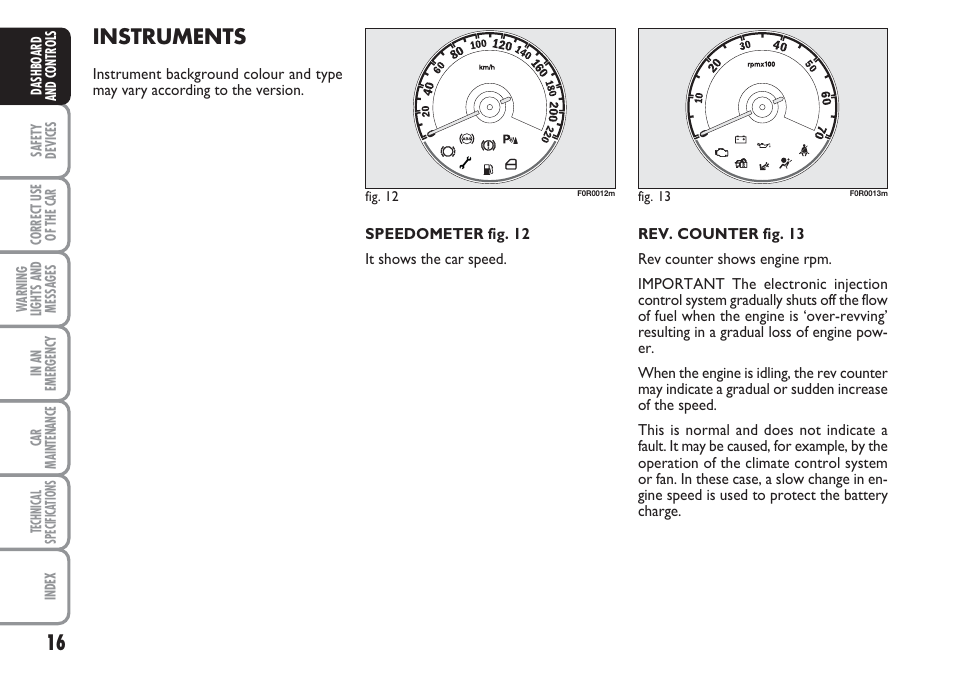 Instruments | FIAT Linea User Manual | Page 17 / 230