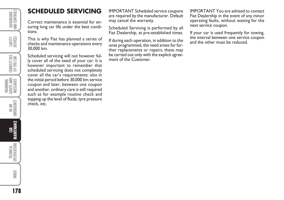 Scheduled servicing | FIAT Linea User Manual | Page 179 / 230