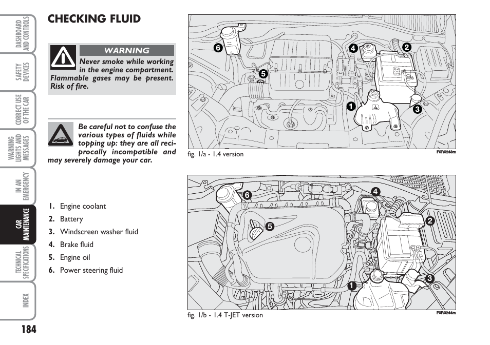 Checking fluid | FIAT Linea User Manual | Page 185 / 230