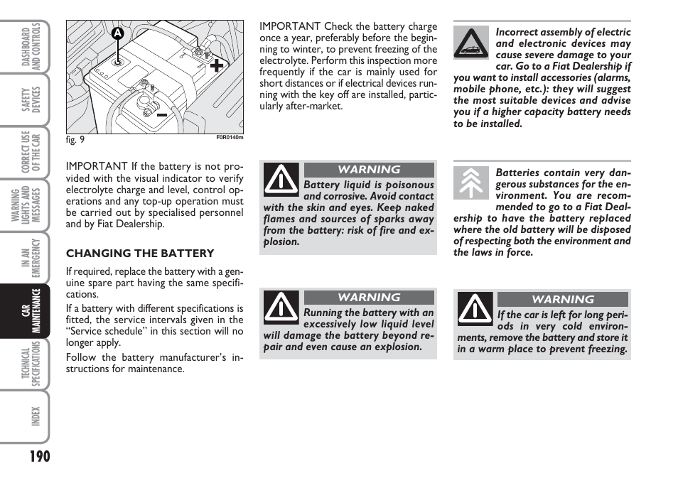 FIAT Linea User Manual | Page 191 / 230