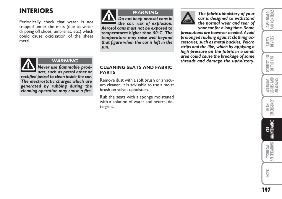 Interiors | FIAT Linea User Manual | Page 198 / 230