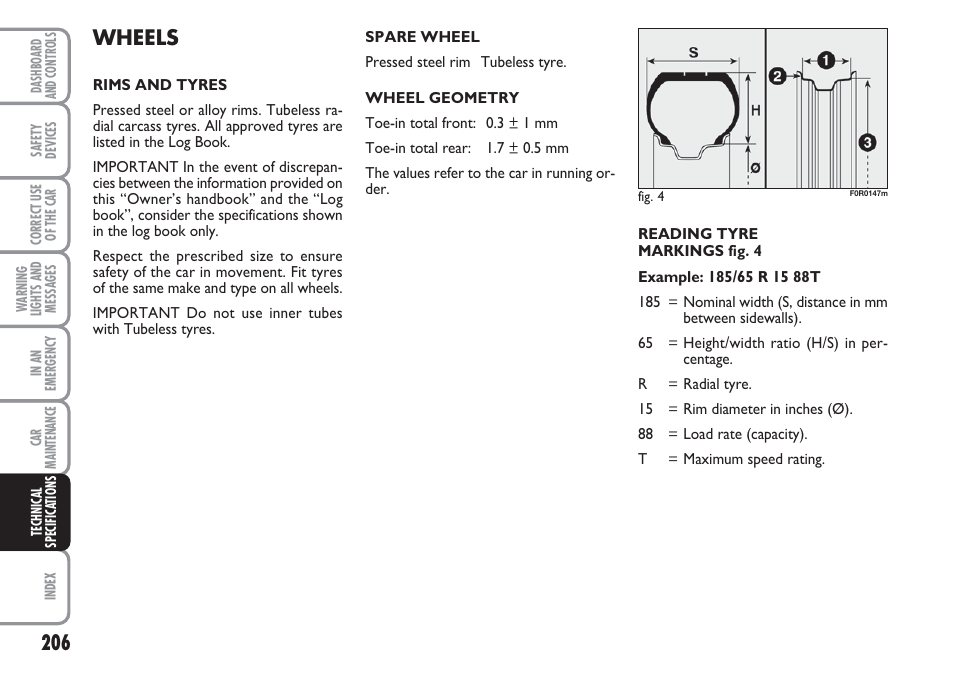 Wheels | FIAT Linea User Manual | Page 207 / 230