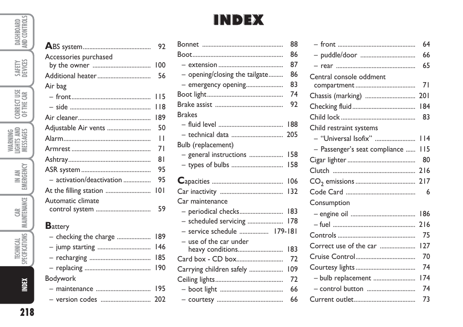 FIAT Linea User Manual | Page 219 / 230