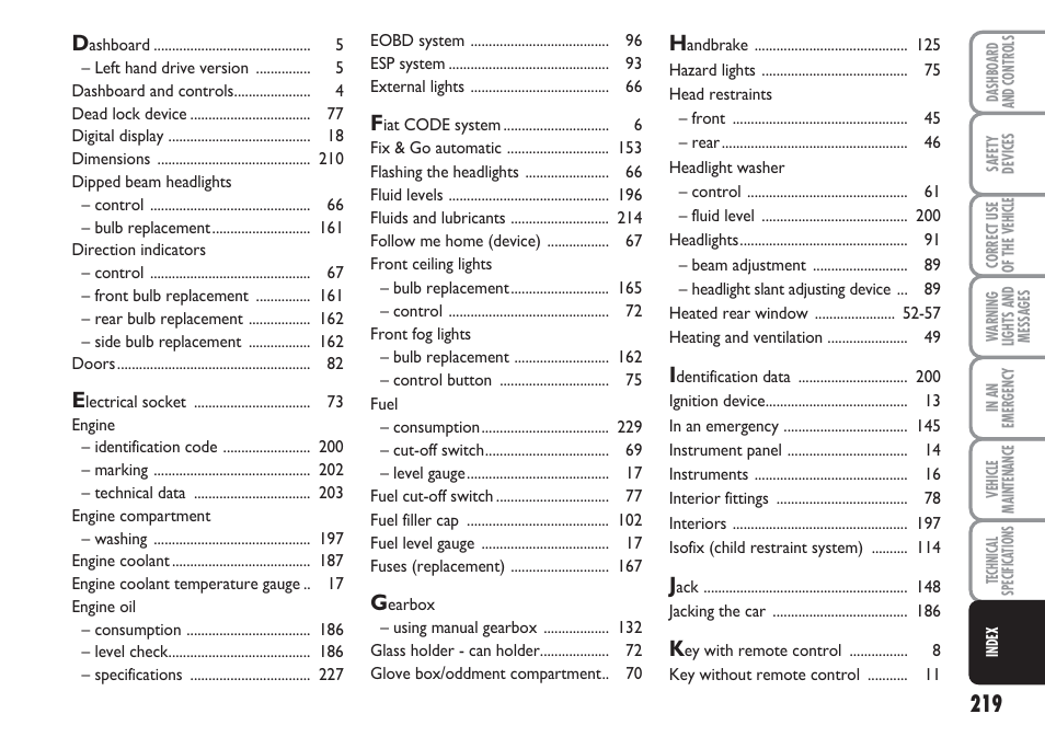 FIAT Linea User Manual | Page 220 / 230