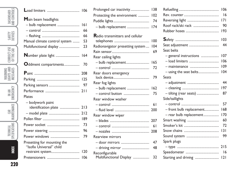 FIAT Linea User Manual | Page 221 / 230