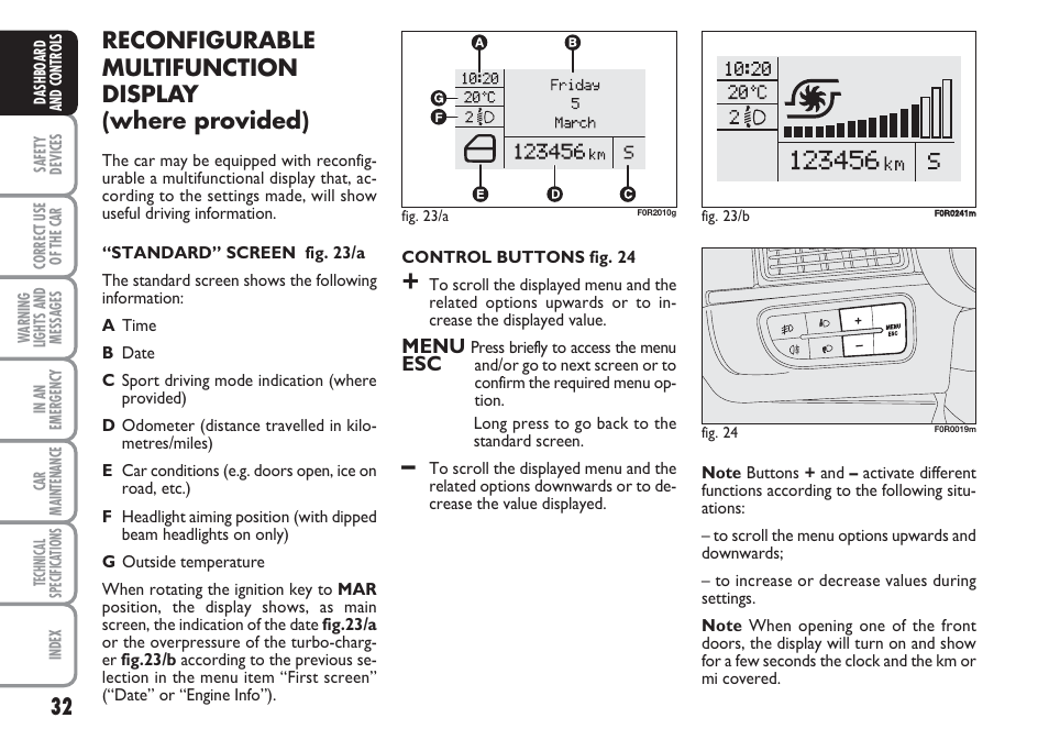 Menu | FIAT Linea User Manual | Page 33 / 230