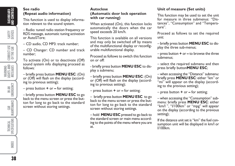 FIAT Linea User Manual | Page 39 / 230