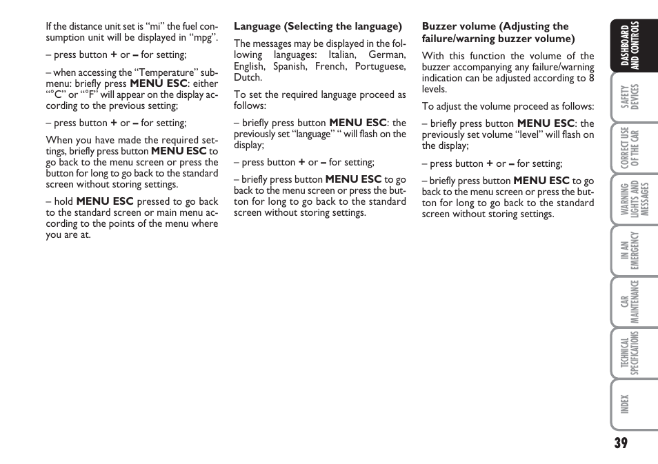 FIAT Linea User Manual | Page 40 / 230