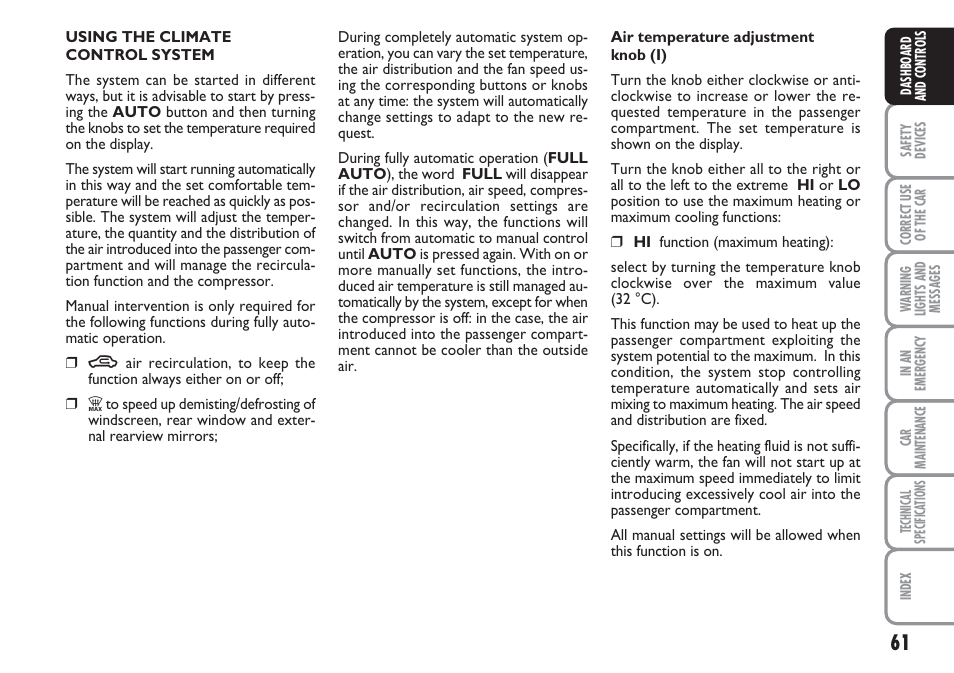 FIAT Linea User Manual | Page 62 / 230