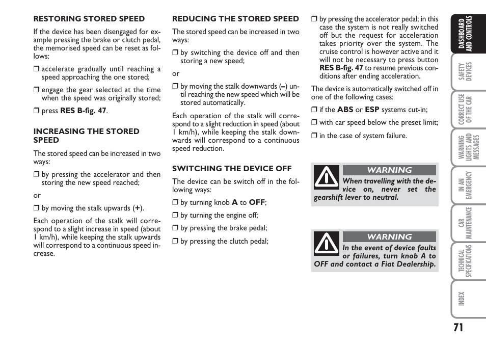 FIAT Linea User Manual | Page 72 / 230