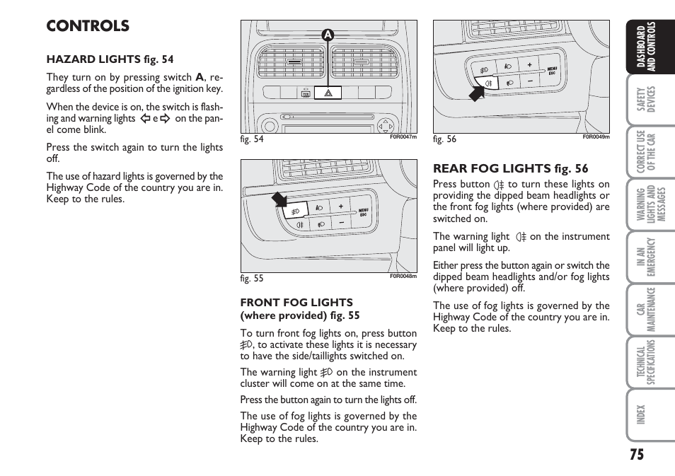 Controls | FIAT Linea User Manual | Page 76 / 230