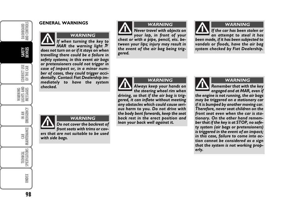 FIAT Panda Classic User Manual | Page 100 / 207