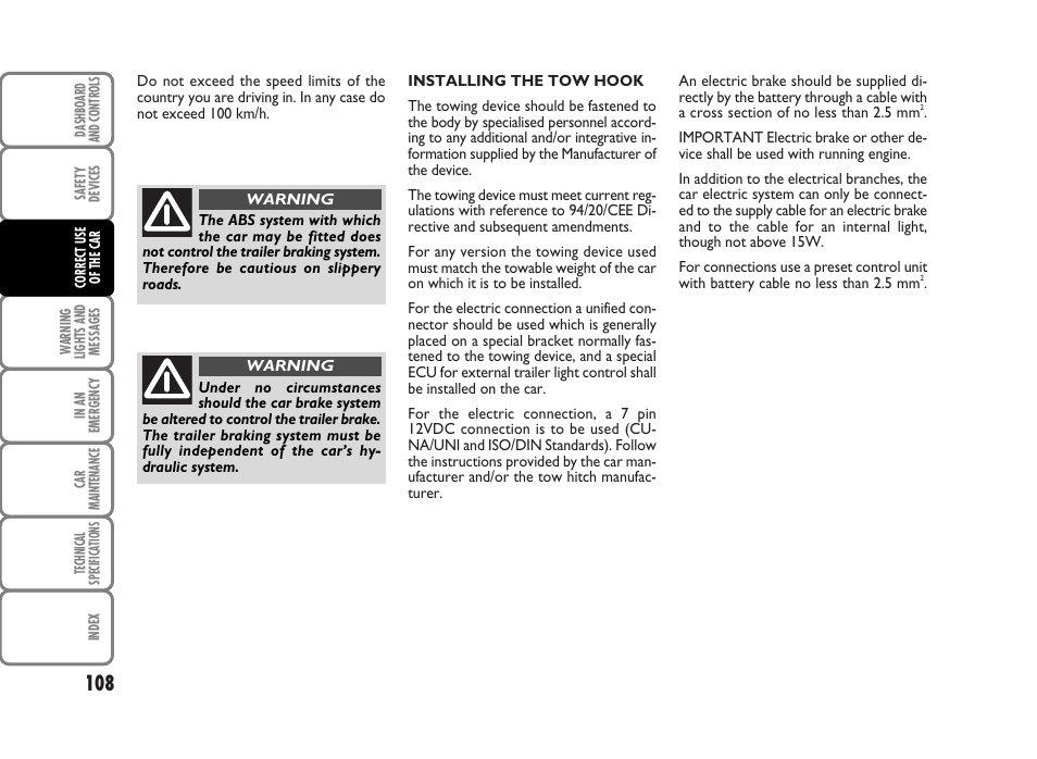 FIAT Panda Classic User Manual | Page 110 / 207