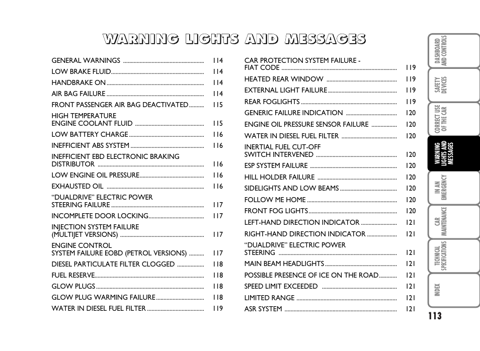 122 panda new gb.pdf | FIAT Panda Classic User Manual | Page 115 / 207