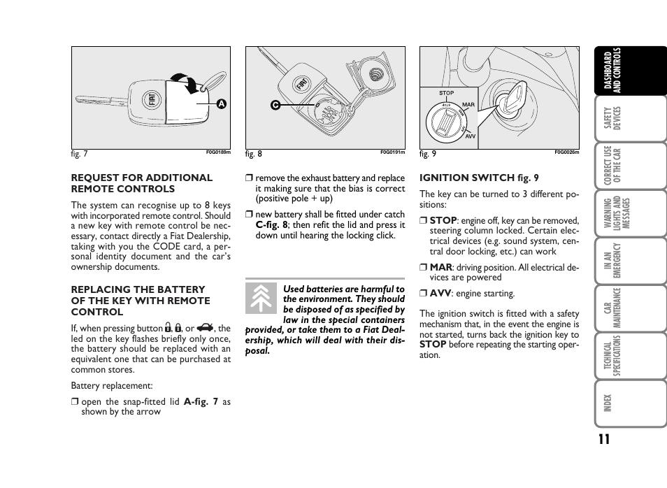 FIAT Panda Classic User Manual | Page 13 / 207